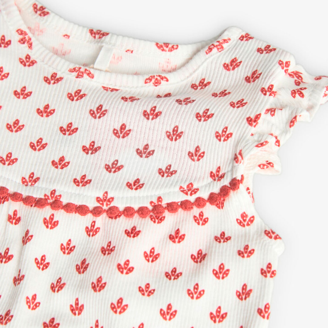 Boboli - Baby Girl's Floral Printed Knitted Romper - White/Red