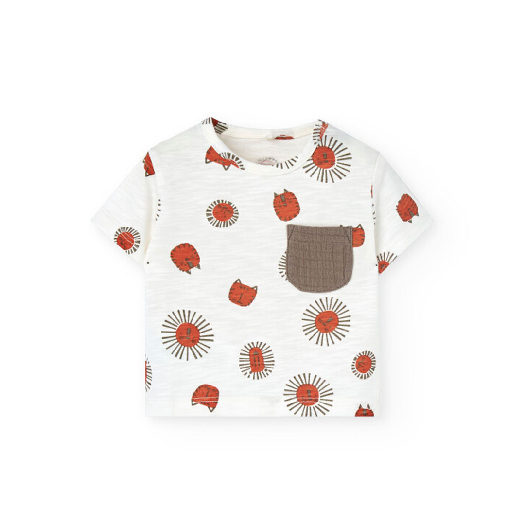 Boboli - 2pc-Set - Baby Boy's Knitted Printed T-Shirt & Shorts - Light Brown