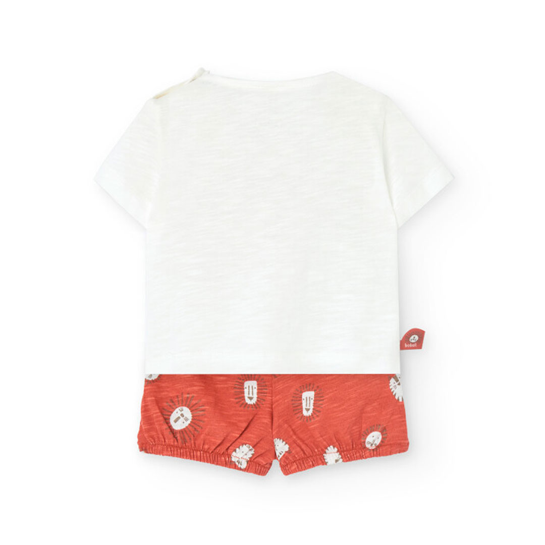 Boboli - 2pc-Set - Baby Boy's Lion Printed Knitted T-Shirt & Shorts Set - White