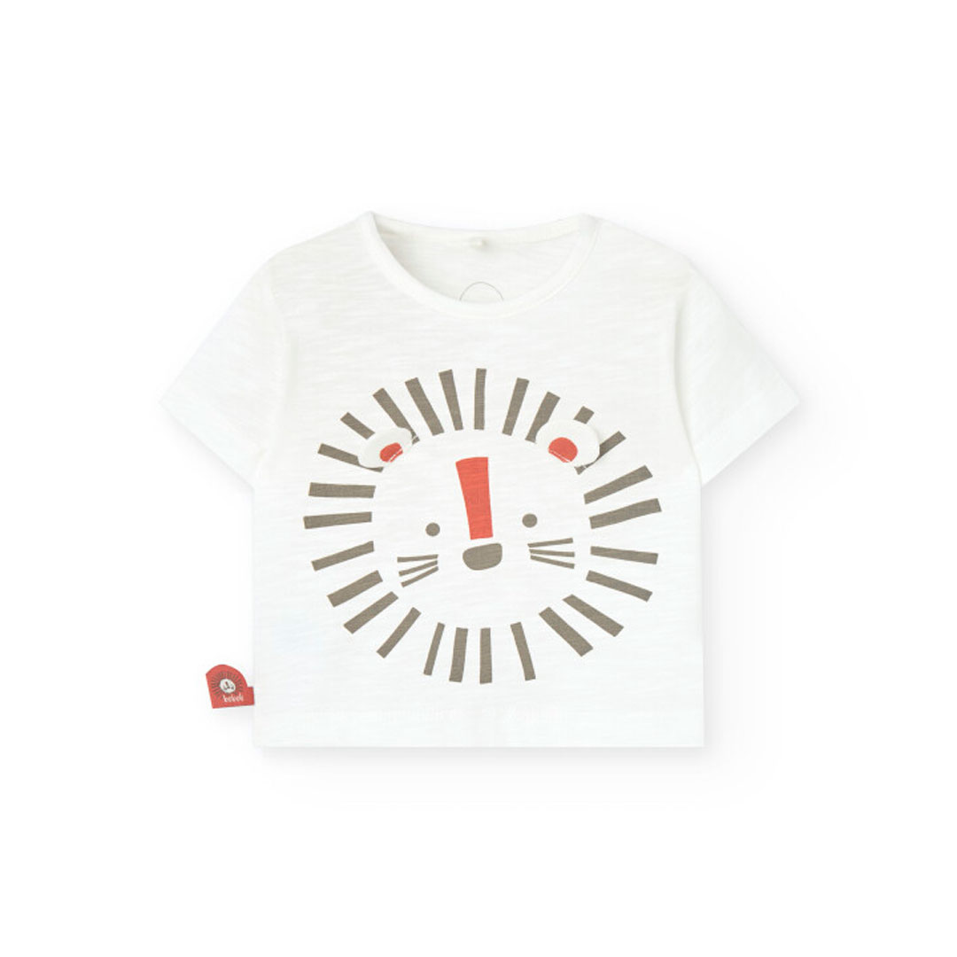 Boboli - 2pc-Set - Baby Boy's Lion Printed Knitted T-Shirt & Shorts Set - White