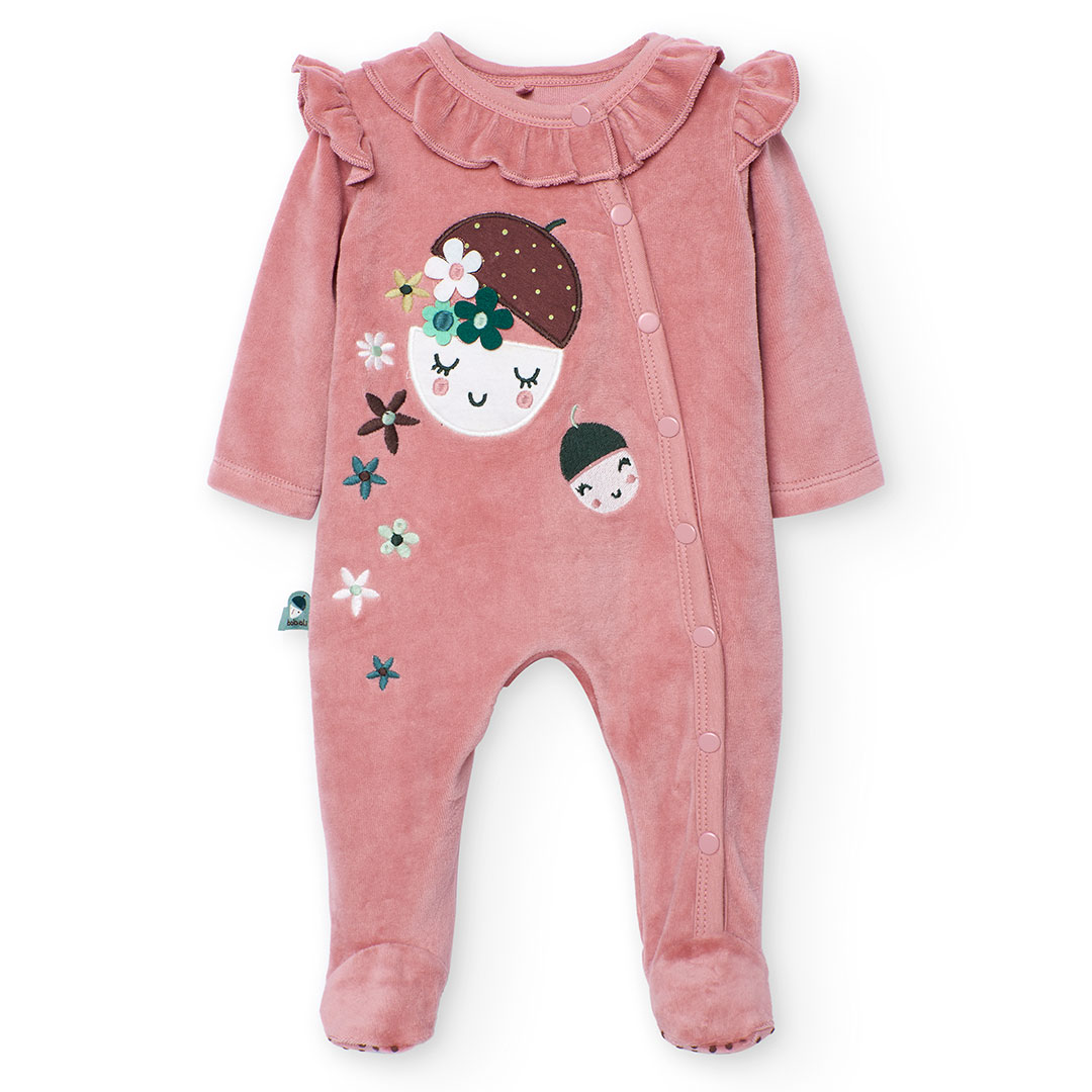 Boboli - Baby Girl's Full Sleeve Velvet Knitted Sleepsuit - Pink
