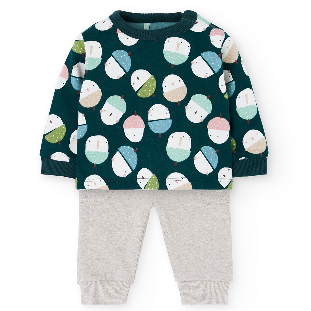 Boboli - 2pc-Set - Baby Girl's Smiling Acorn Printed Sweatshirt & Trousers