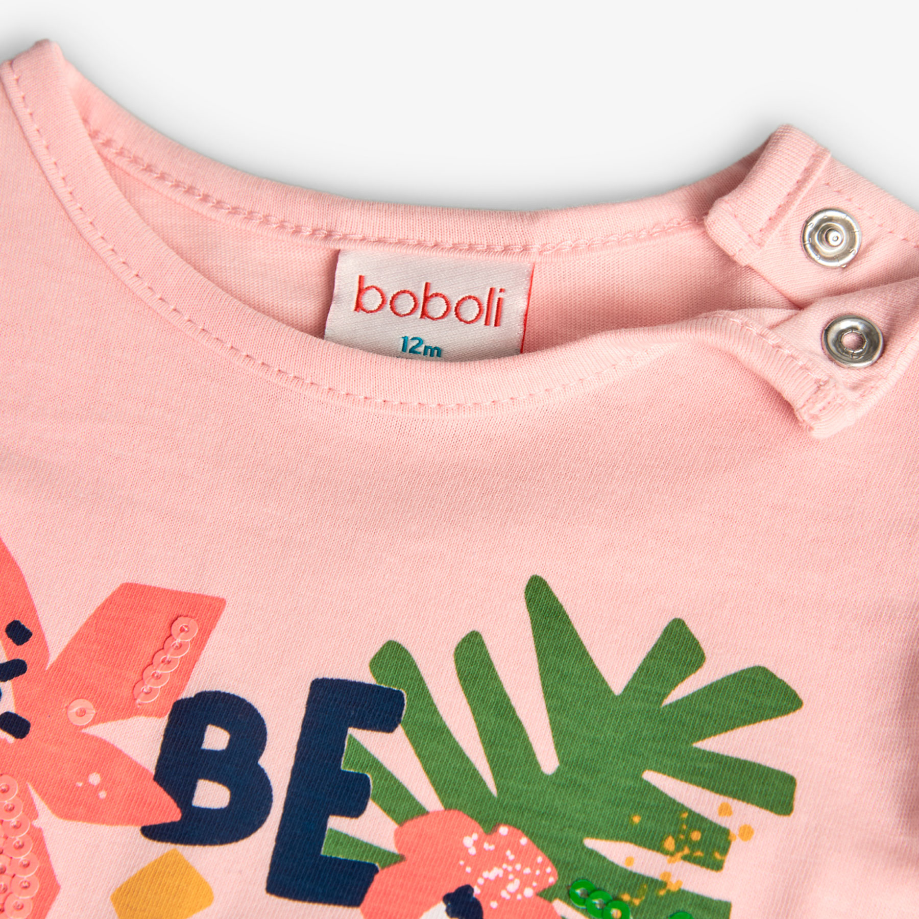 بوبولي - ملابس بنات تي شيرت محبوك مطبوع - زهري