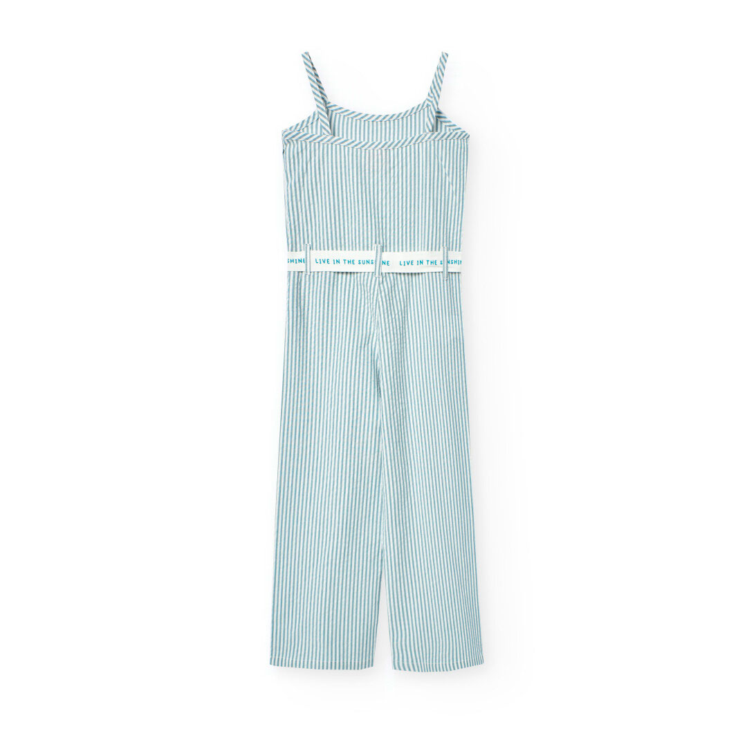 بوبولي - جمبسوت بوبلين مخطط للبنات - أزرق/أبيض 