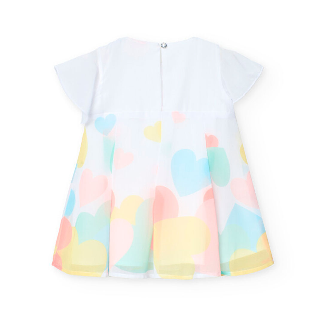 بوبولي - ملابس بنات فستان شيفون - أبيض