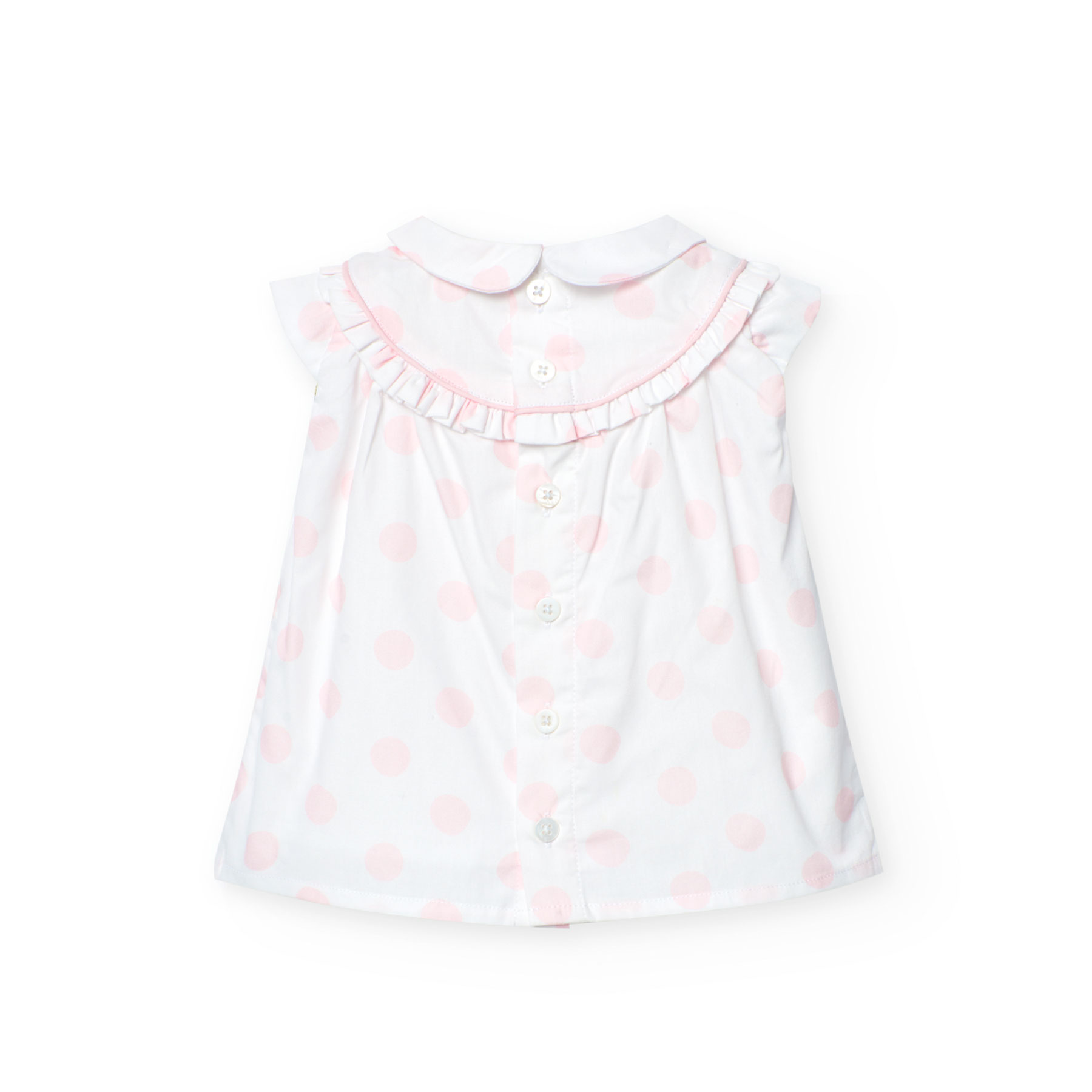 بوبولي -  فستان بوبلين مطبوع بنقاط - أبيض/زهري