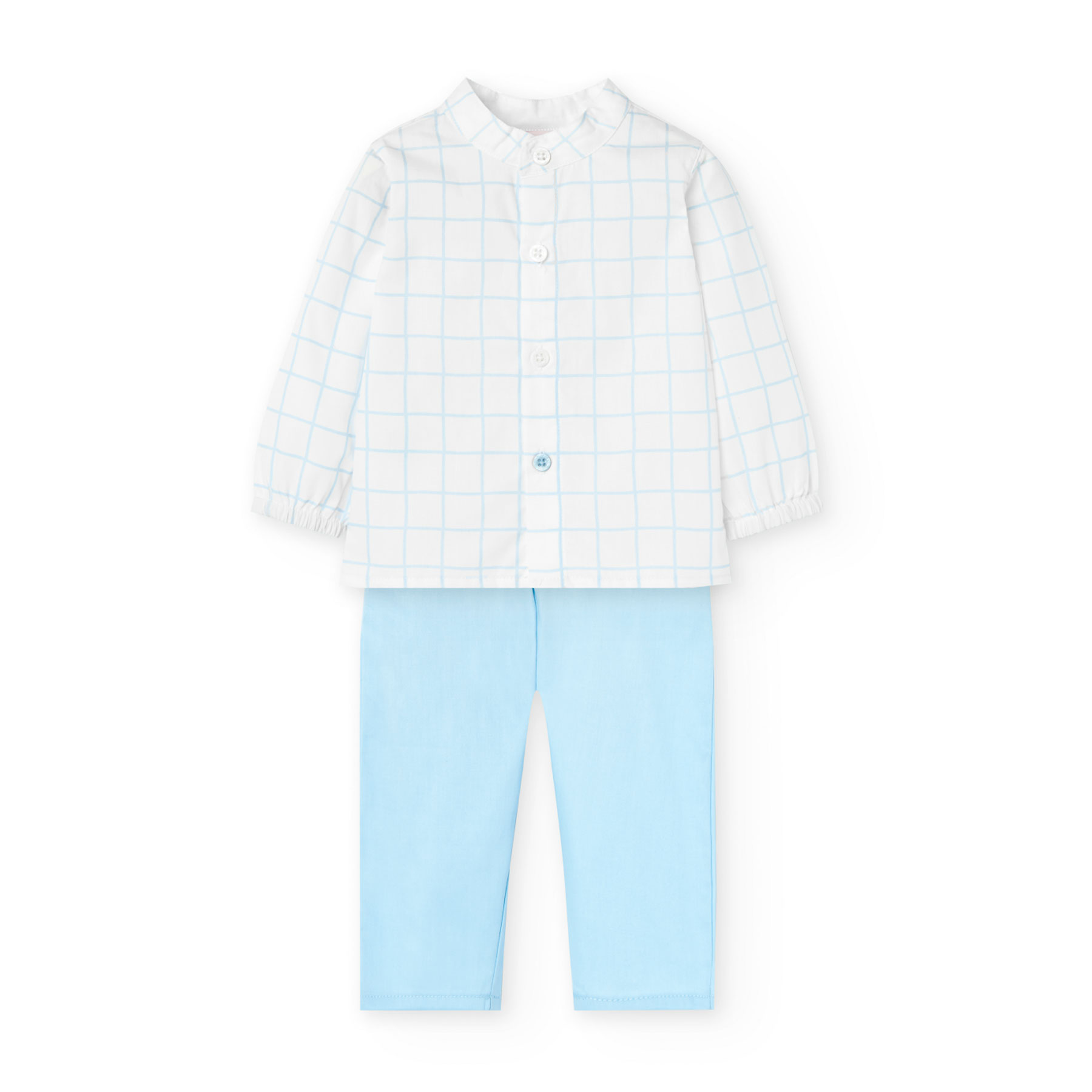 Boboli - 2pc-Set - Baby Boy's Full Sleeve Knitted Shirt & Pants - Light Blue
