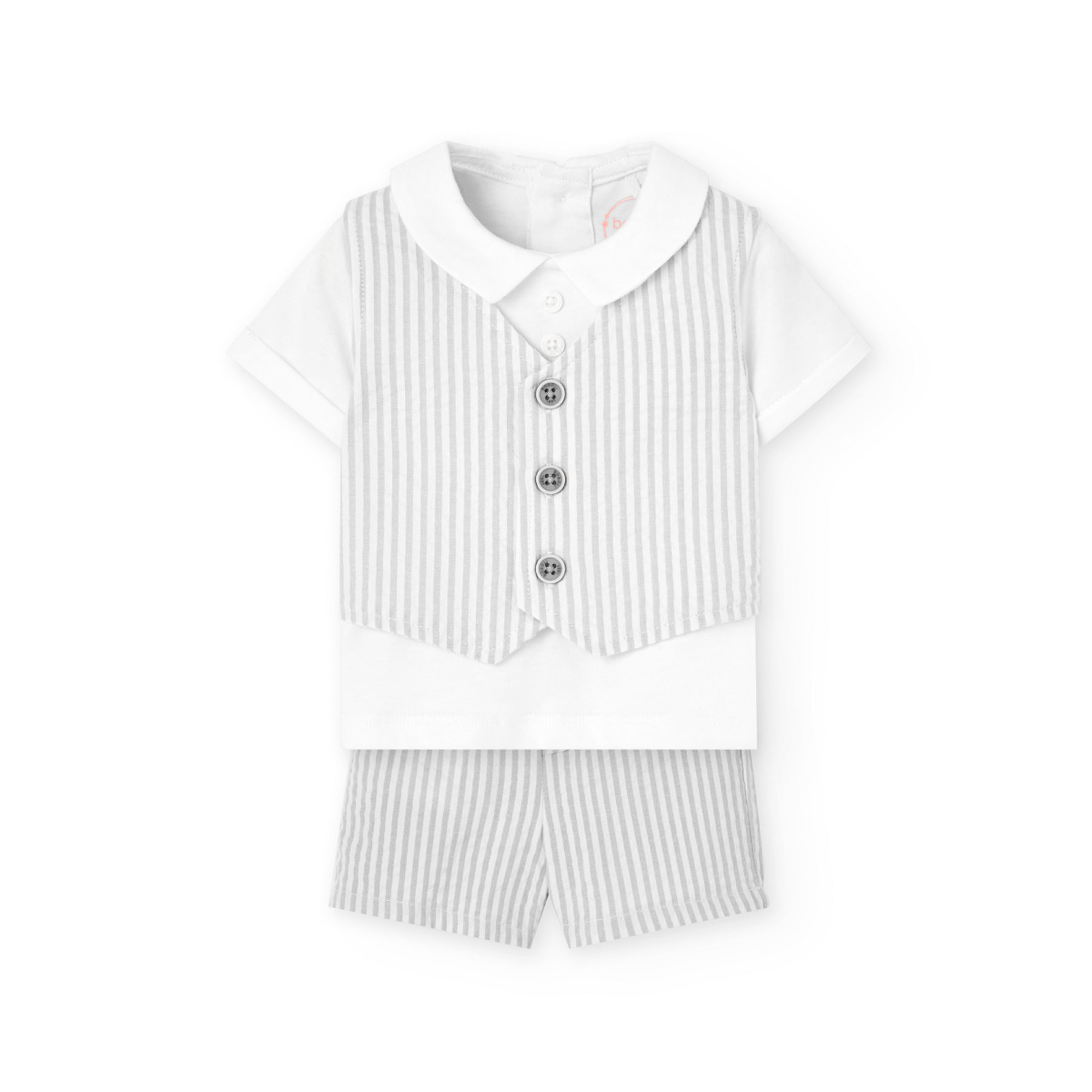 Boboli - 3pc-Set - Baby Boy's Poplin Waistcoat, Shirt & Shorts - Grey