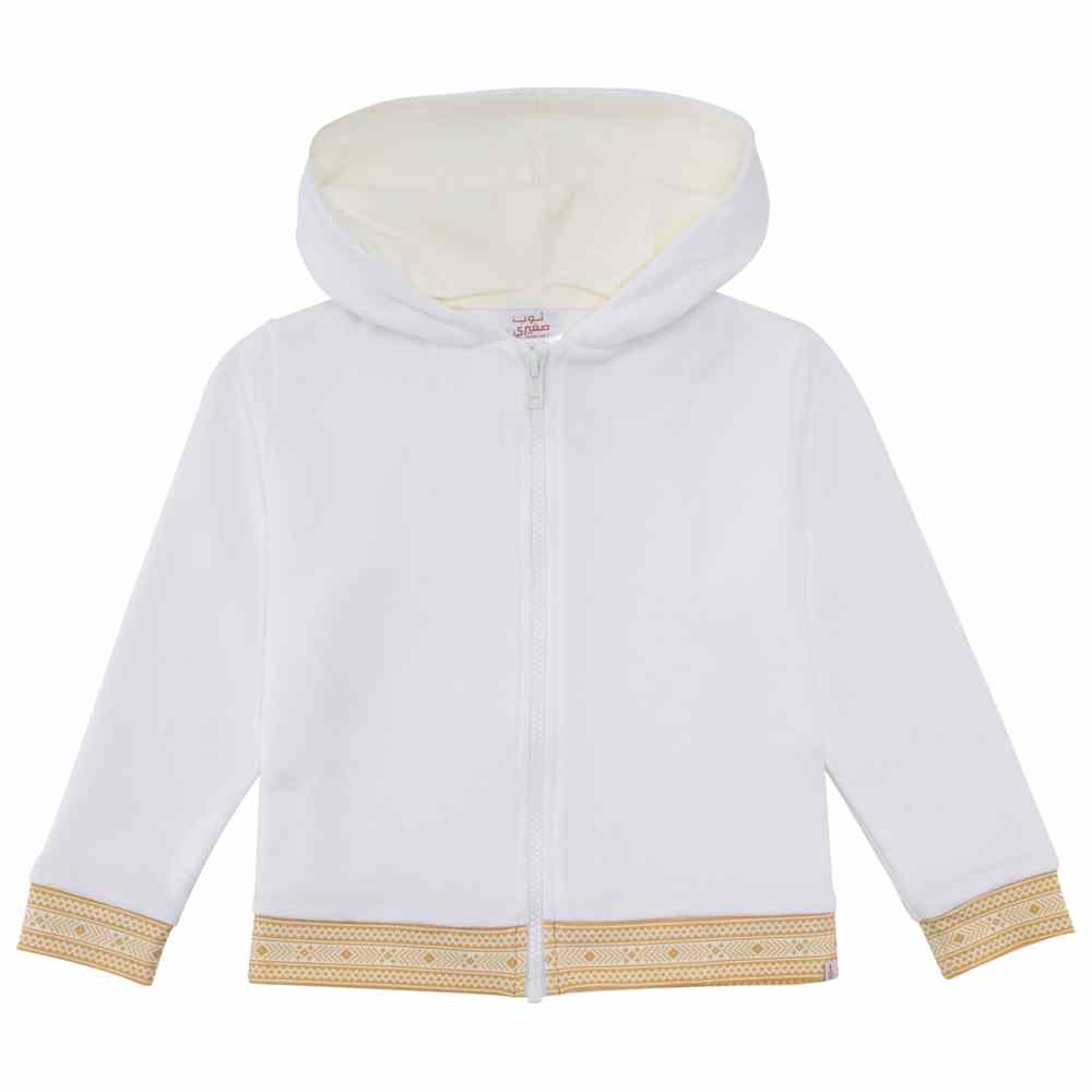 ثوب صغيري - طقم تي شيرت وشورت سادة - أبيض/خوخي - قطعتين