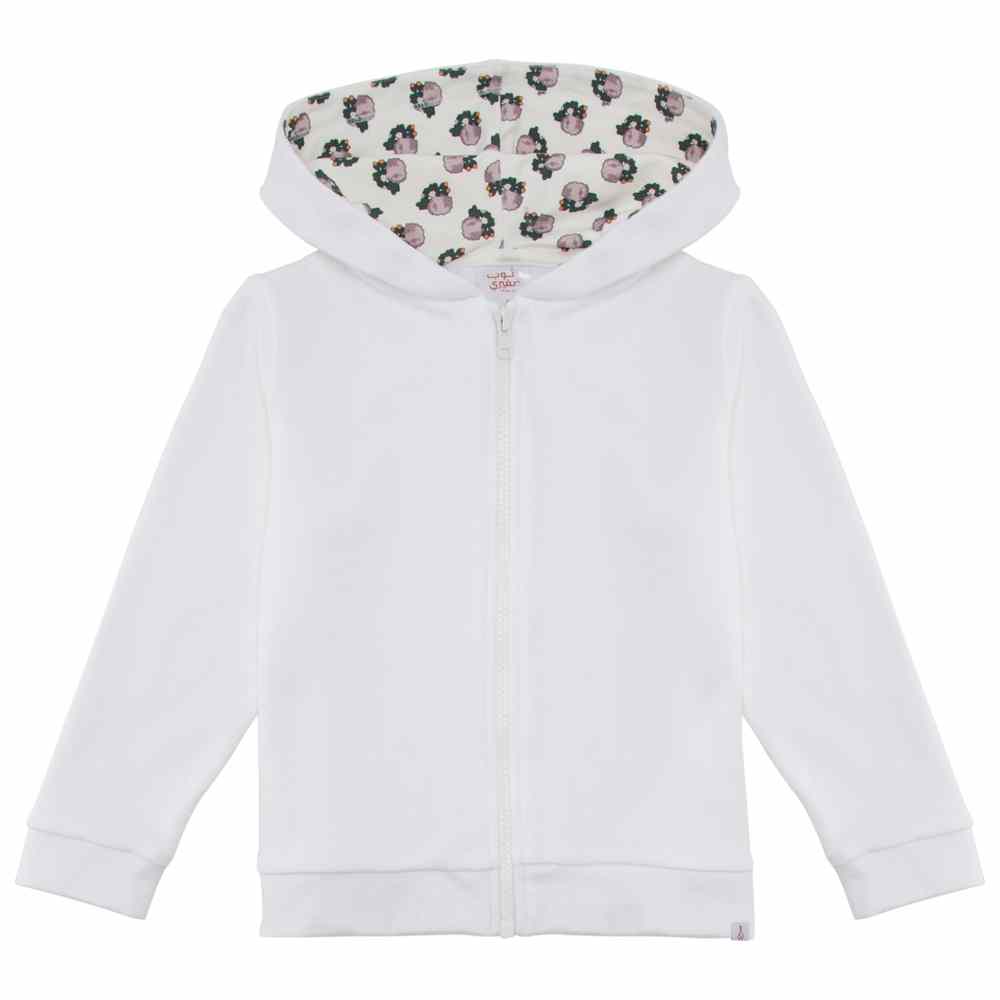 Thoub Saghiri - Girl's Hoodie With Zipper - White/Lilac 