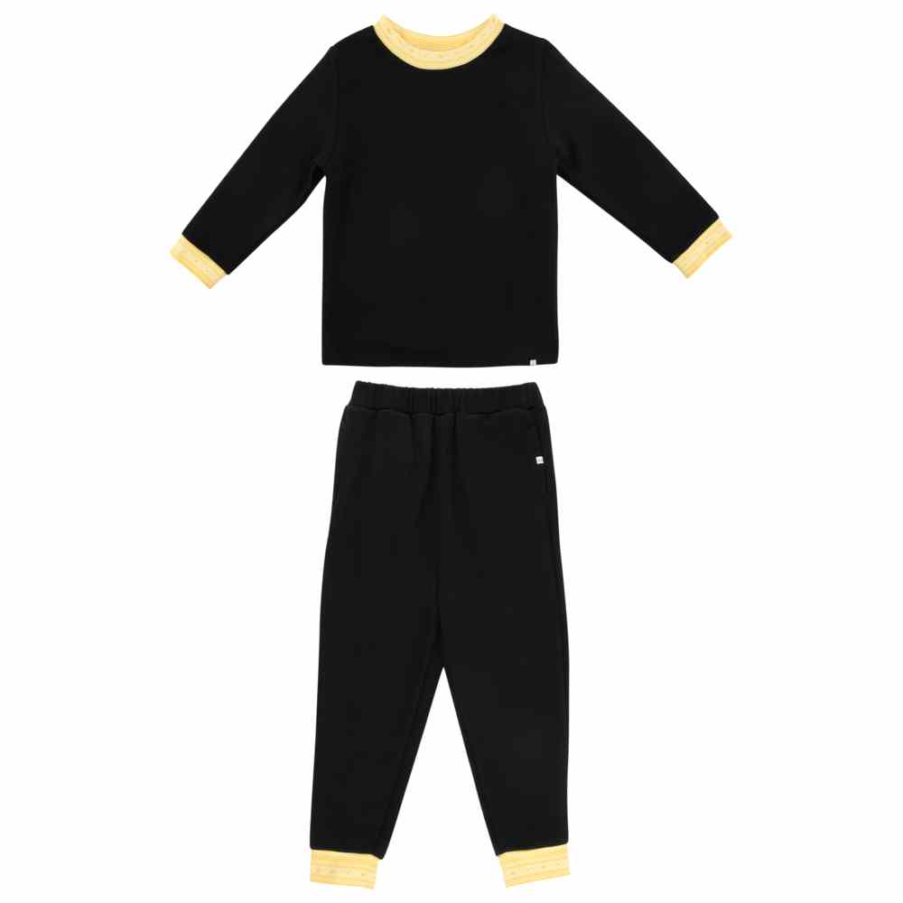 Thoub Saghiri - 2pc-Set - Boy's Sweatshirt & Sweatpants - Black