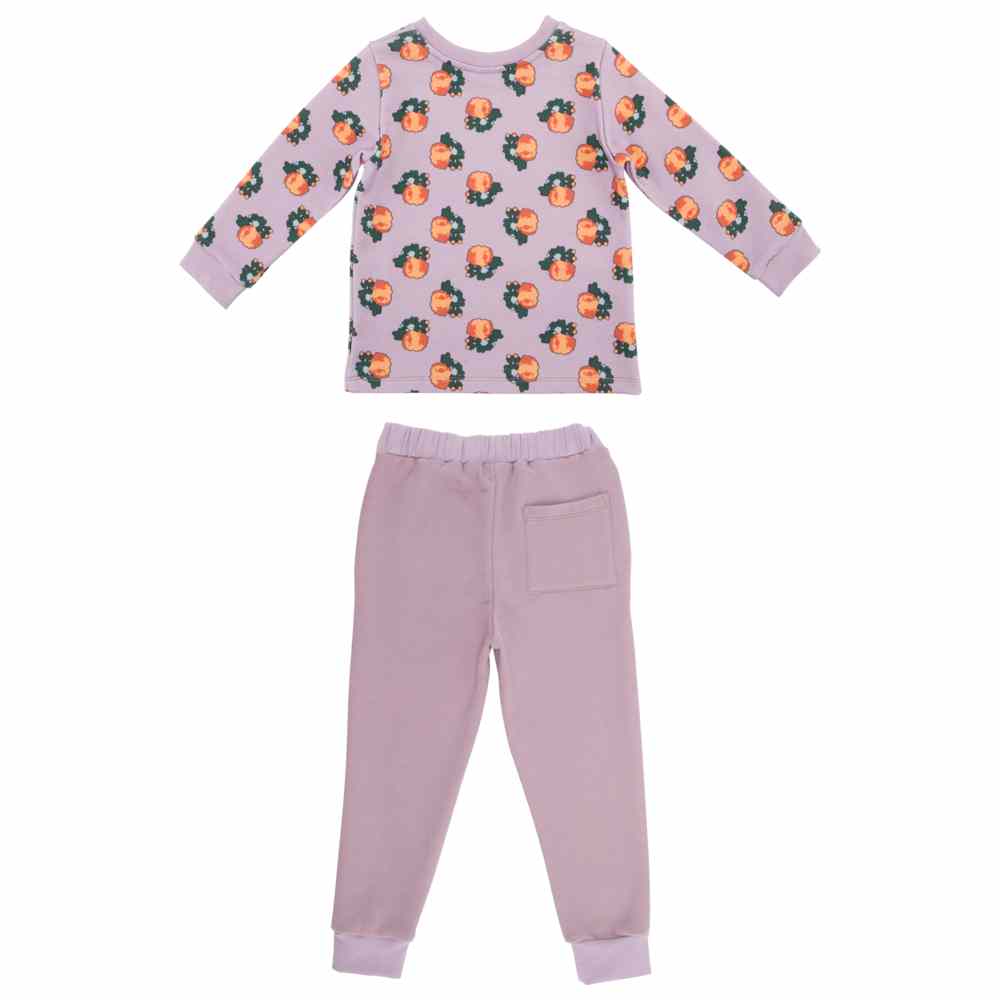 ثوب صغيري - طقم تي شيرت مطبوع وشورت - بنفسجي فاتح - قطعتين