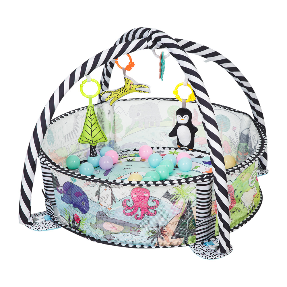 Kikkaboo - Animals World Baby Playmat With 30 Balls