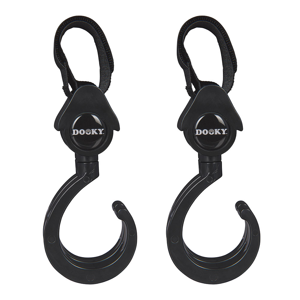 Dooky 360-Degree Buggy Hooks - Black - 2 Pc Set