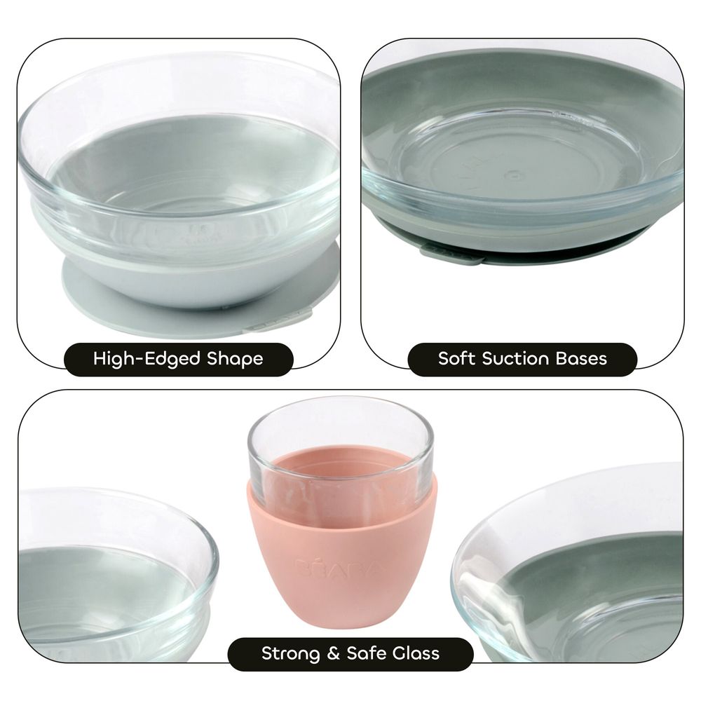 بيبا - طقم أطباق زجاجي - أوكالبتوس - 3 قطع