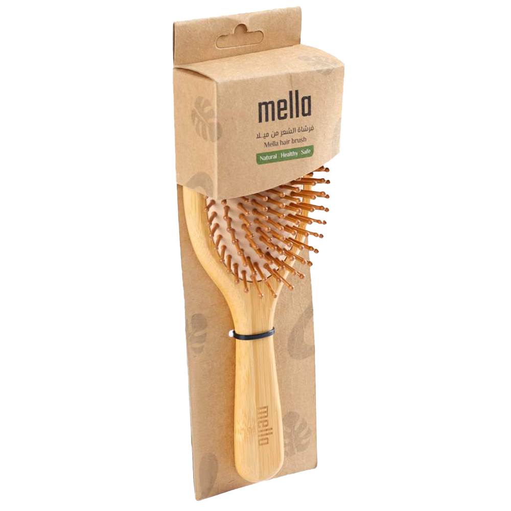 ميلا – فرشاة شعر خشبية مضادة للكهرباء الساكنة مع تدليك – بيج