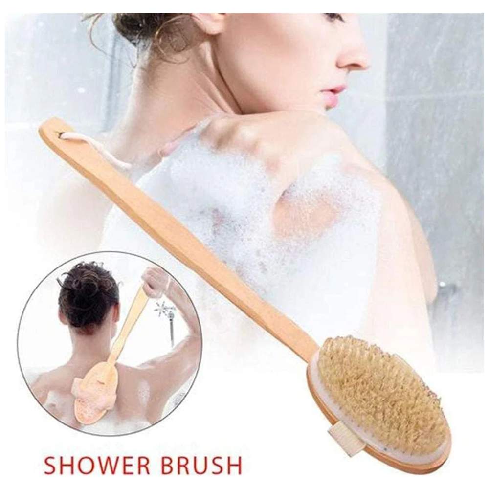 ميلا – فرشاة جسم خشبية بمقبض طويل