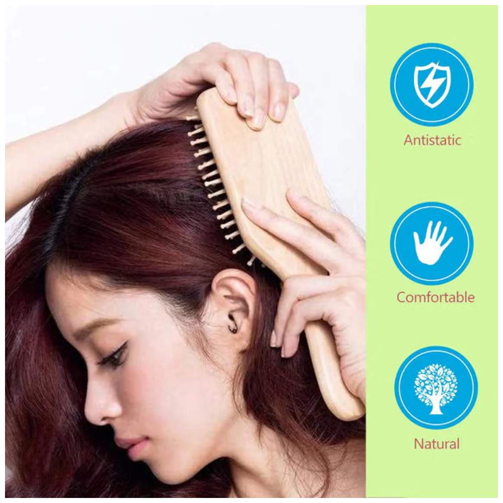 ميلا – فرشاة شعر من خشب الخيزران المضاد للكهرباء الساكنة – بيج