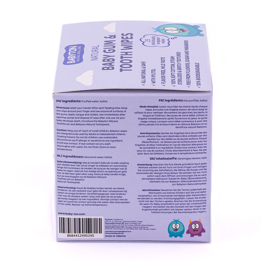 Babyton - Natural Baby Gum & Tooth Wipes - 25 Pcs