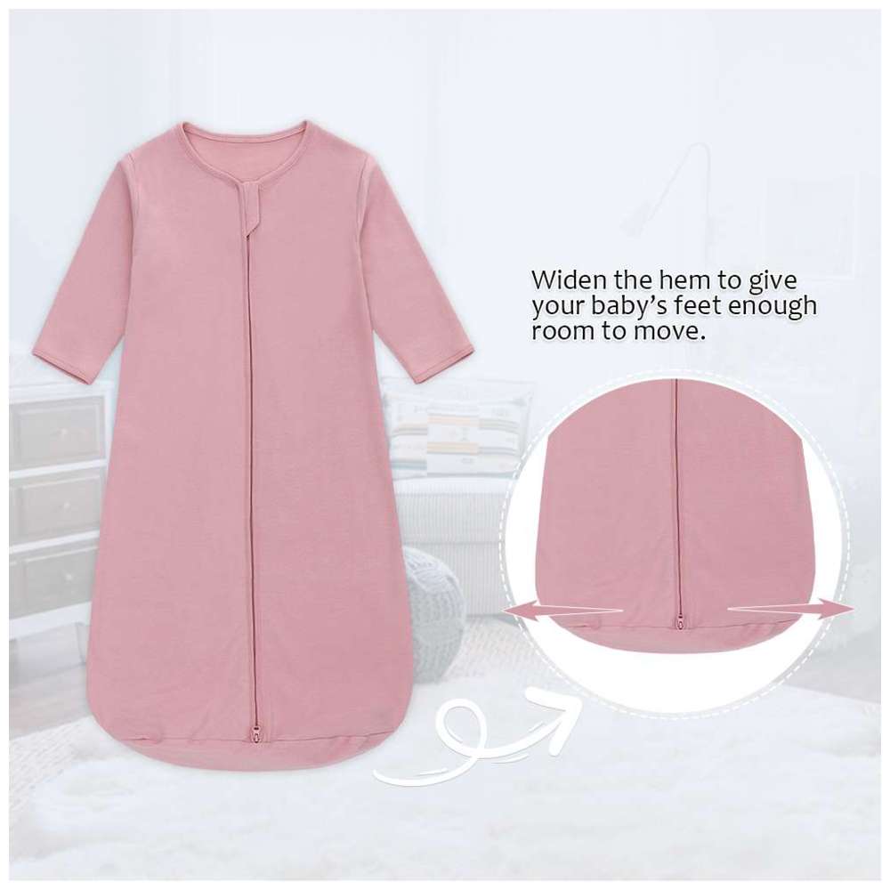 ميراكل بيبي - كيس نوم للأطفال بأكمام طويلة وسحاب مزدوج - 0.5TOG - وردي