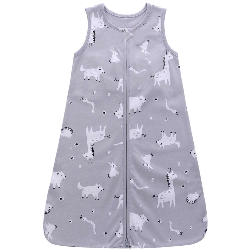 Miracle Baby - 100% Cotton Sleeveless Zipper Swaddle Sleeping Bag - Grey