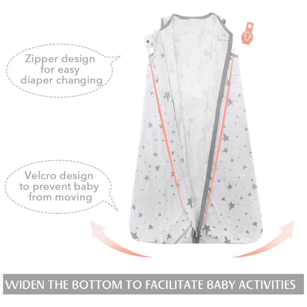 Miracle Baby - 100% Cotton Sleeveless Zipper Sleeping Sack - Grey