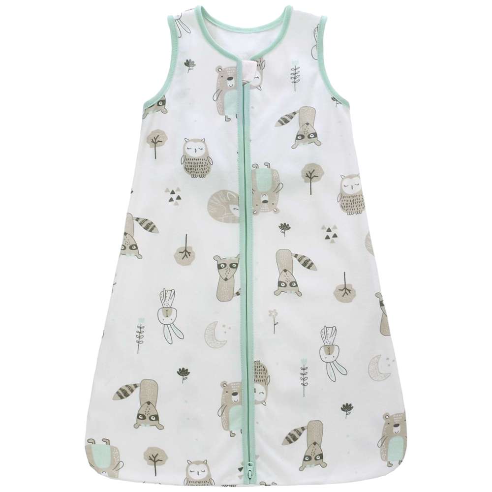 Miracle Baby - 100% Cotton Sleeveless Zipper Swaddle Sleeping Bag - Green