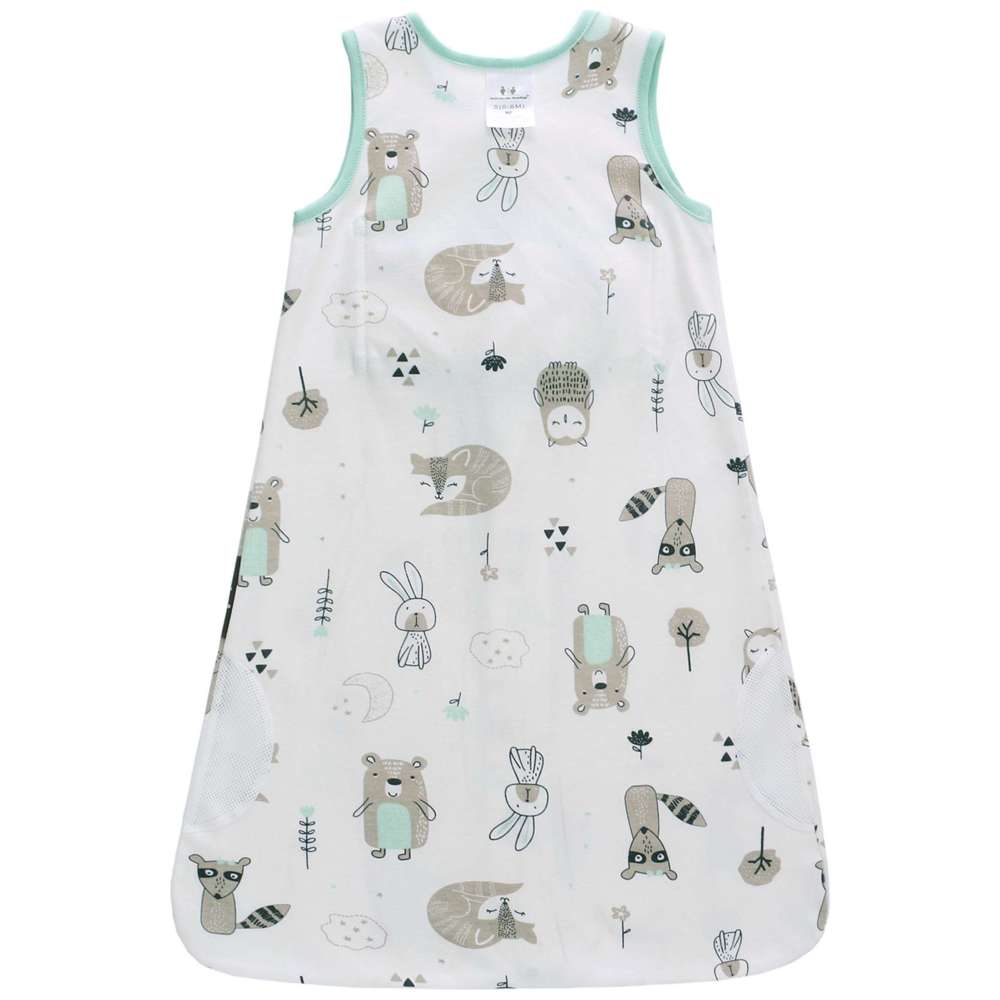 Miracle Baby - 100% Cotton Sleeveless Zipper Swaddle Sleeping Bag - Green