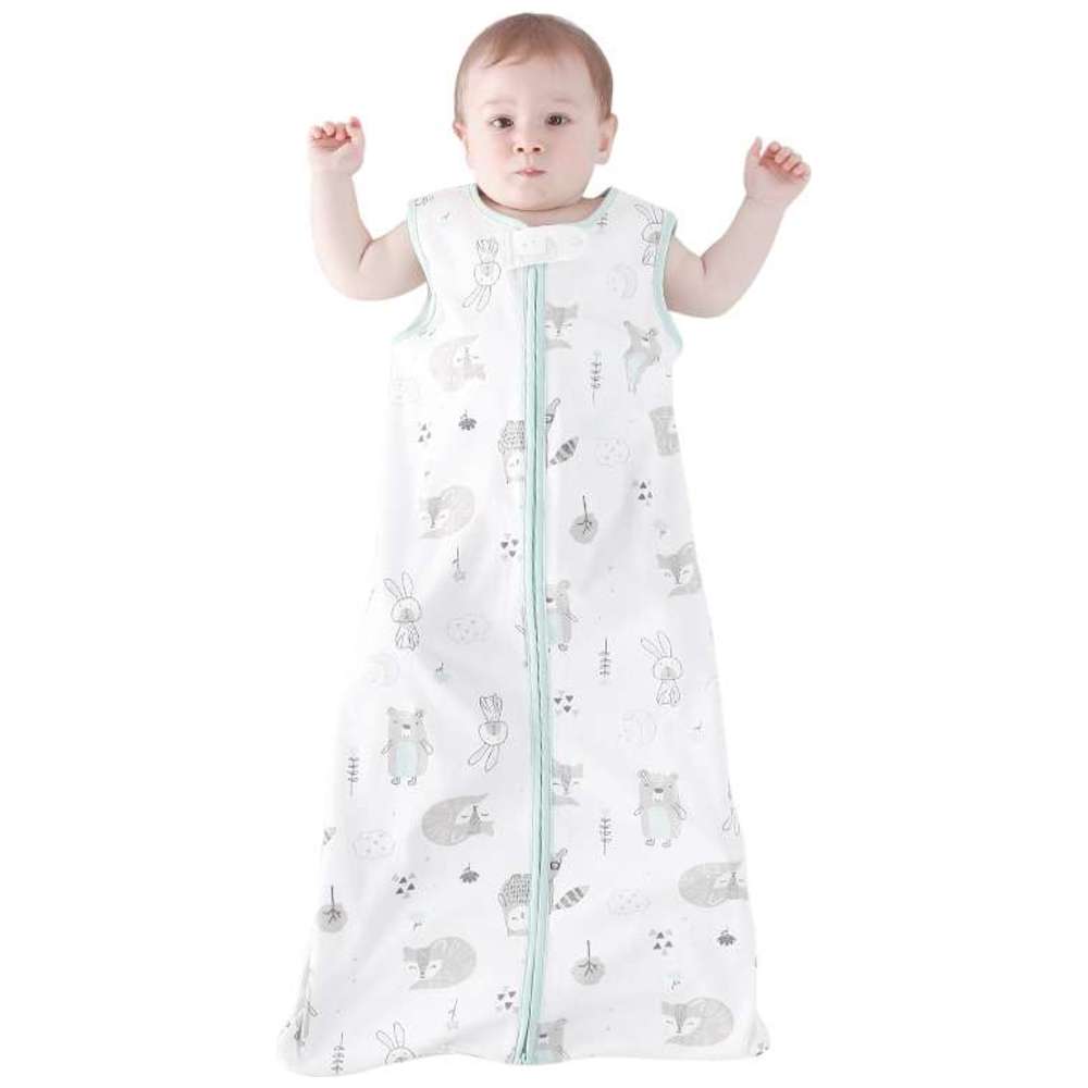 Miracle Baby - 100% Cotton Sleeveless Zipper Swaddle Sleeping Bag - Green