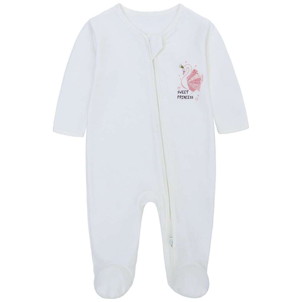 ميراكل بيبي - طقم من 3 قطع - رومبير بأكمام طويلة وسحاب للبنات - وردي