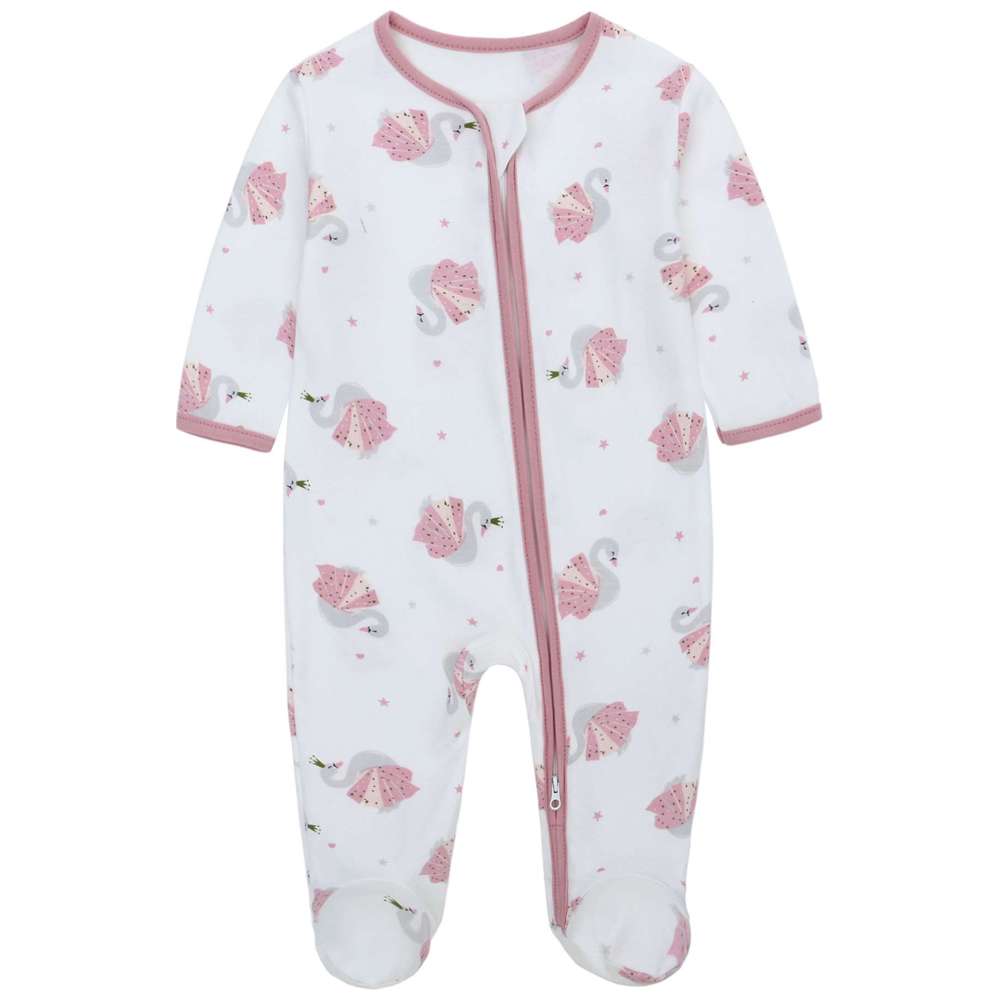 Miracle Baby - 3pc-Set - Baby Girl's 100% Long Sleeves Rompers With Zipper - Pink