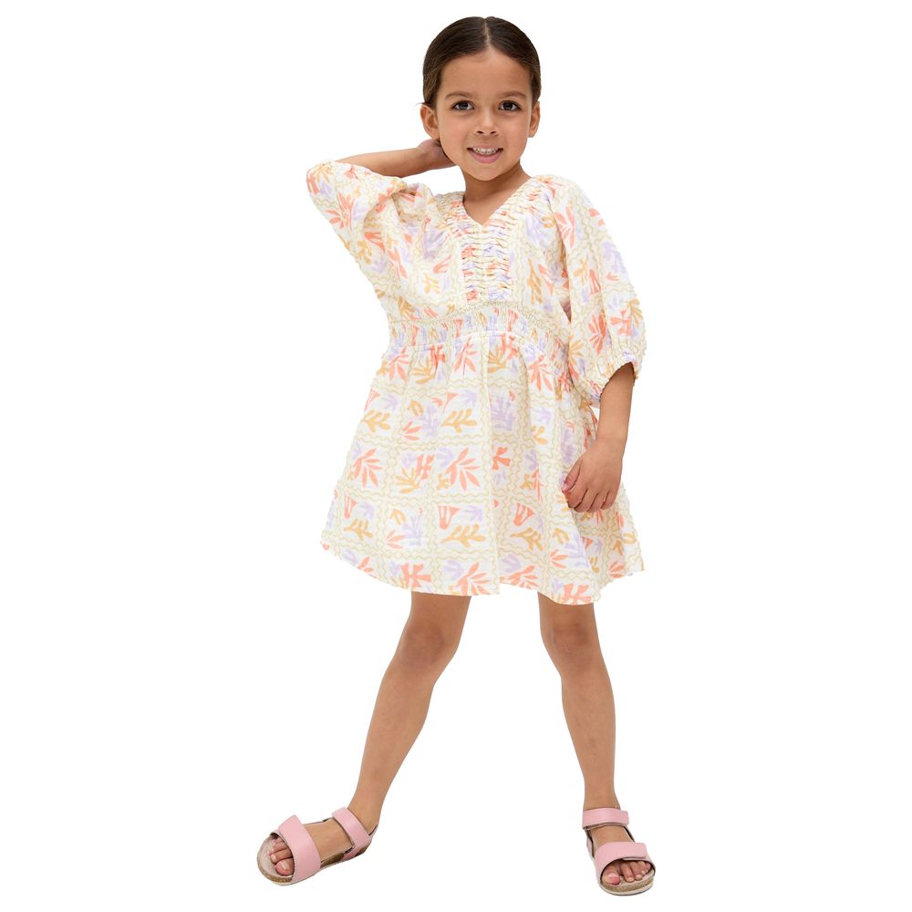 Raffya Kids - Girl's Soipoi Ruched V-Neck Matisse Print Dress