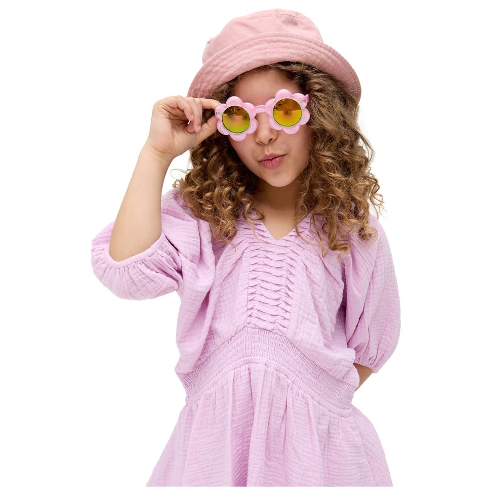 Raffya Kids - Girl's Soipoi Ruched V-Neck Dress - Purple