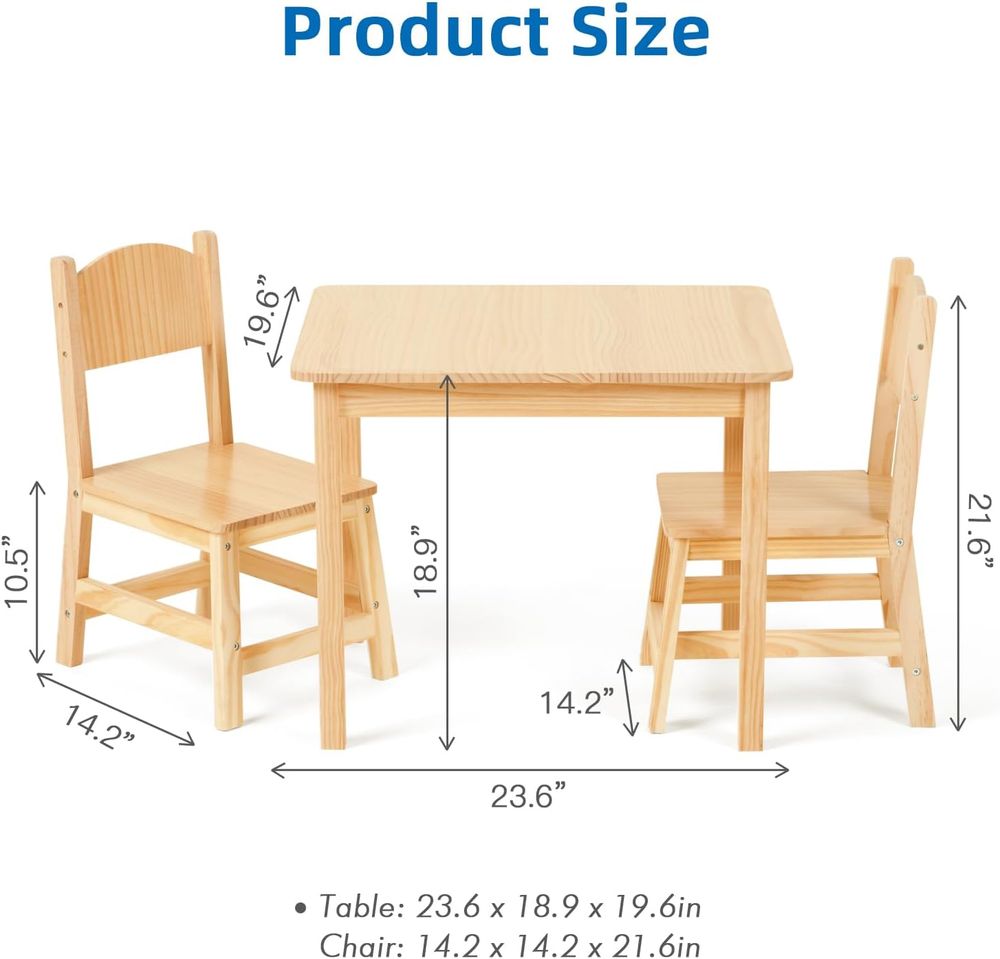 OOOK - Pine Toddler Table And Chairs Set
