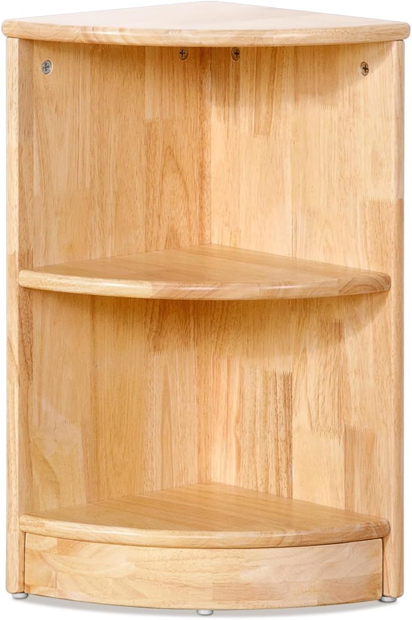 Oook - Rubber Wood Corner Storage Shelf - Brown - Small