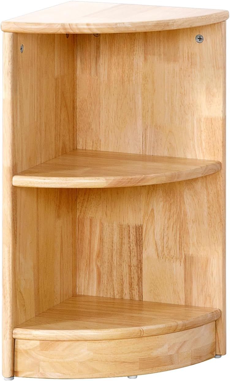 Oook - Rubber Wood Corner Storage Shelf - Brown - Small