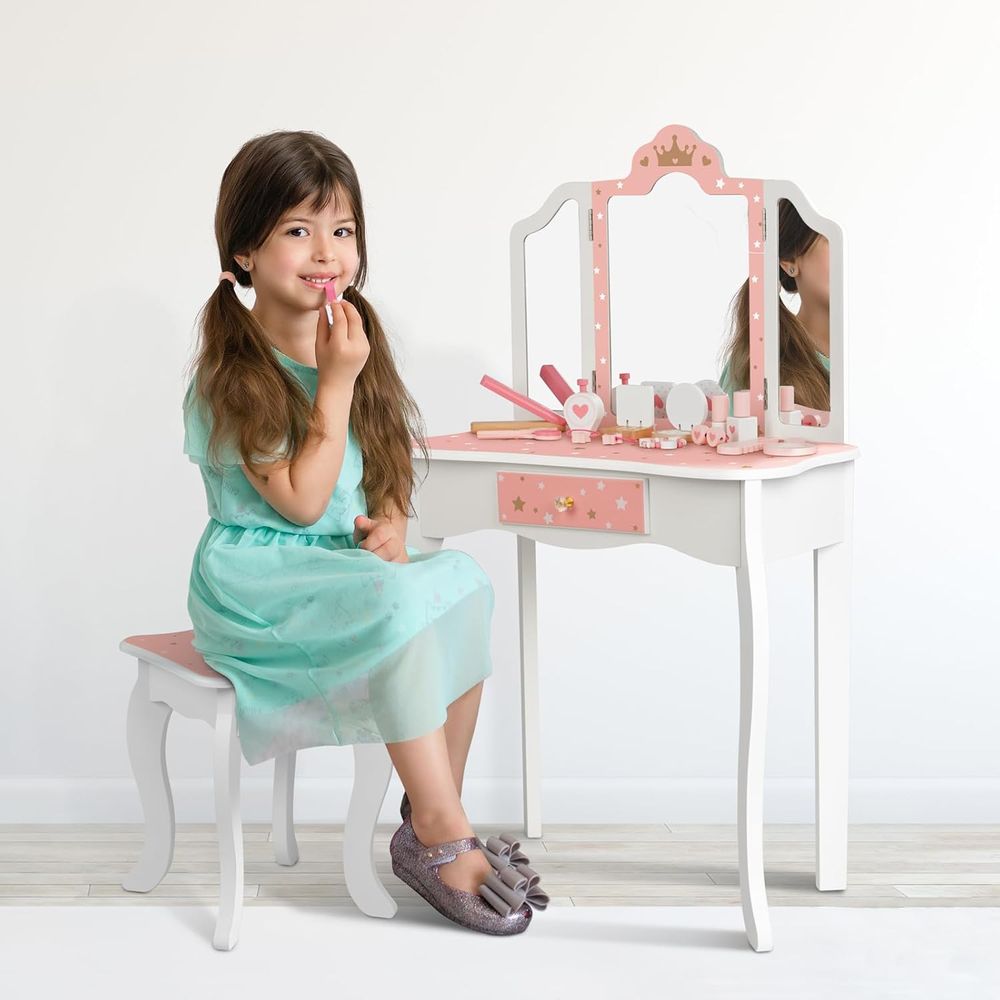 OOOK - Princess Vanity Table - Pink/White - 15+ Pcs