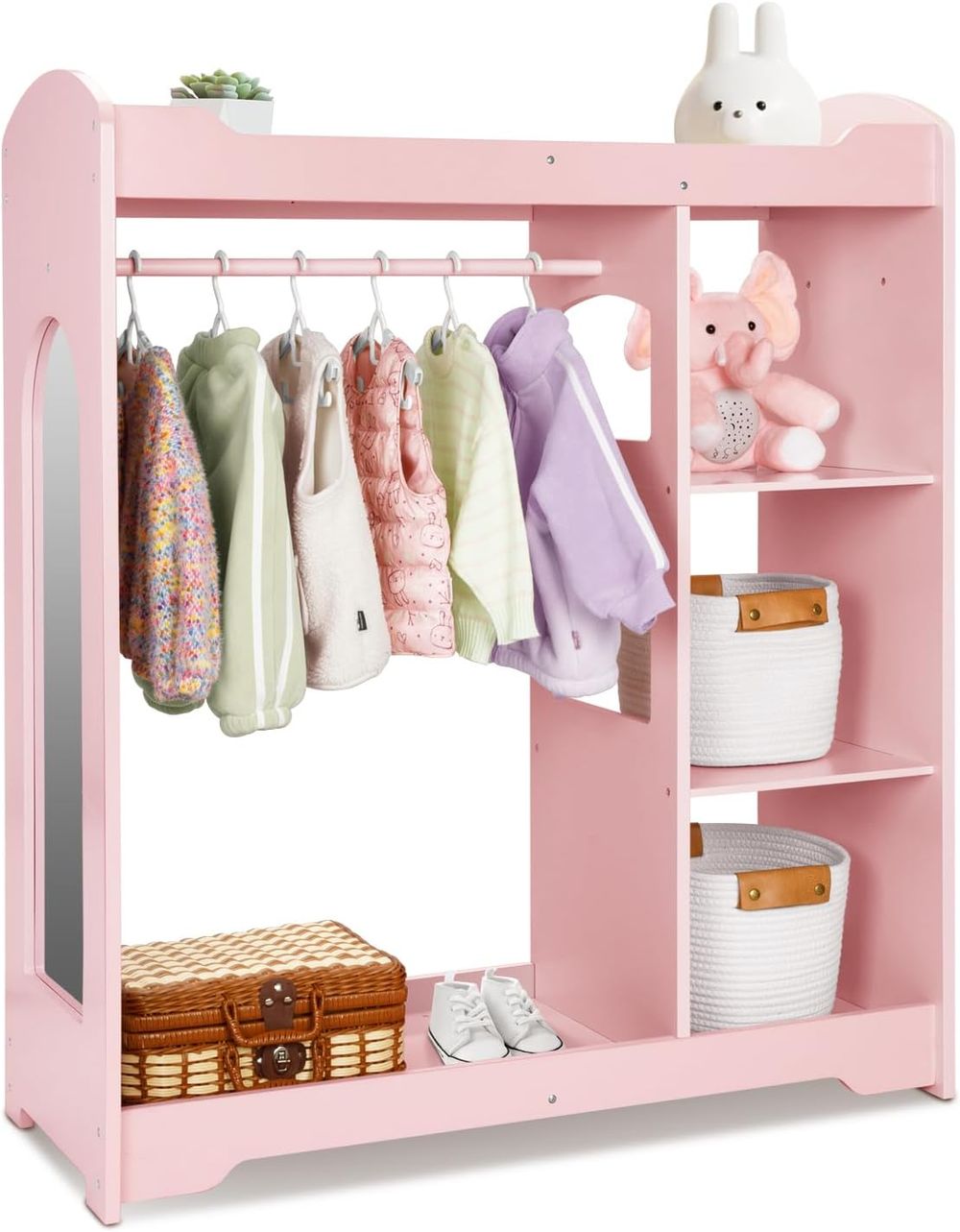 OOOK Kids Clothing Rack And Armoire with Mirror - Pink