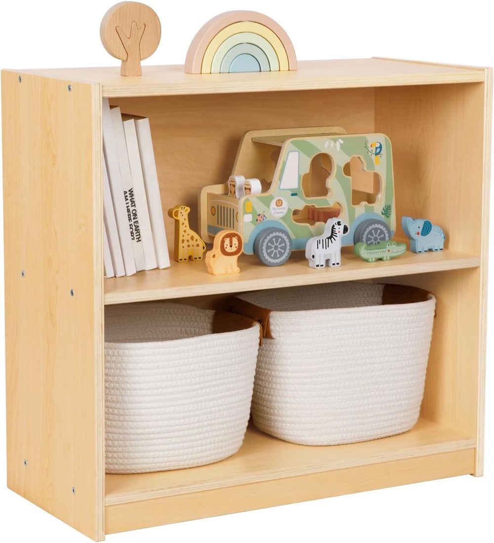 Oook - 2-Tiered Compact Wooden Shelf - Brown