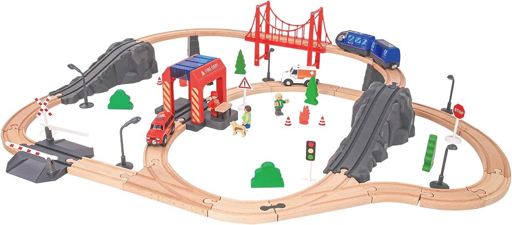 Tooky Toys Fire Rescue Train Set - 70 Pcs
