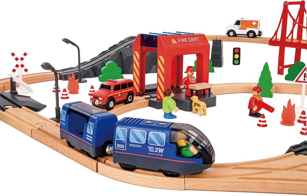 Tooky Toys Fire Rescue Train Set - 70 Pcs
