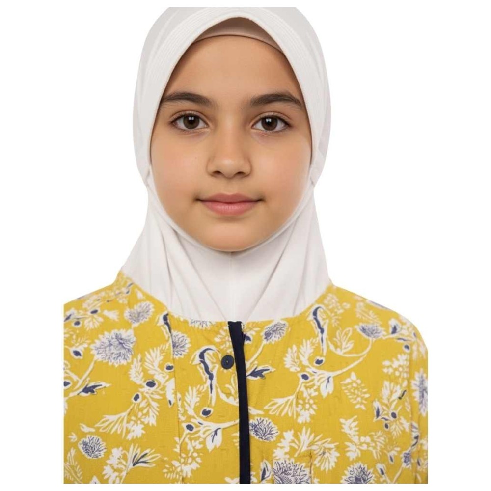 Artemea - 3pc-Set - Printed Girls Prayer Dress With Zipper, Matching Prayer Mat & Bag - Yellow