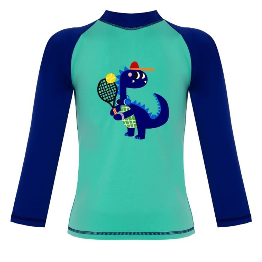 دارلينغ ليتلز - مجموعة D-Rex - واقي من الطفح الجلدي بأكمام طويلة للأولاد بعامل حماية من الأشعة فوق البنفسجية 50+ - أخضر