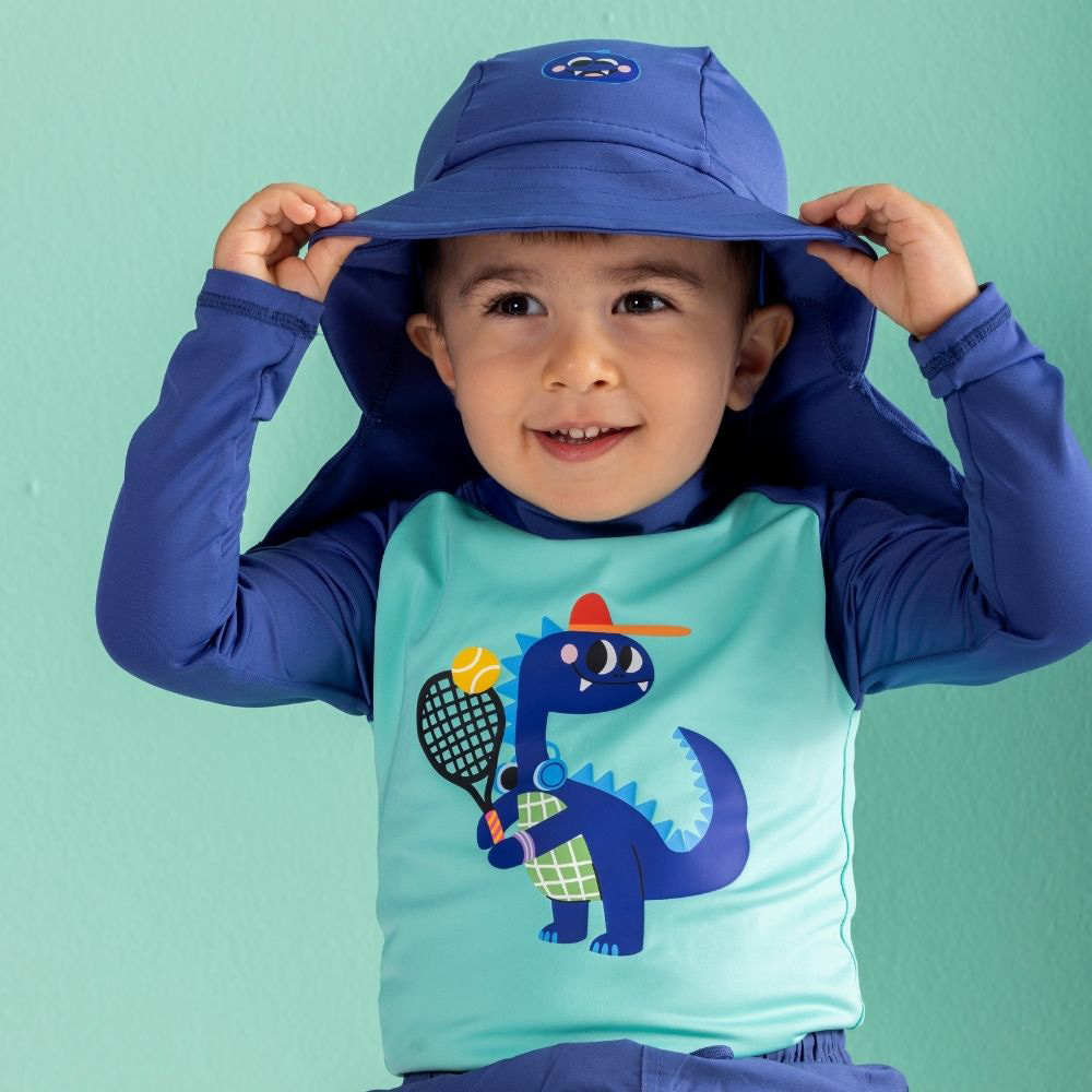 دارلينغ ليتلز - مجموعة D-Rex - واقي من الطفح الجلدي بأكمام طويلة للأولاد بعامل حماية من الأشعة فوق البنفسجية 50+ - أخضر