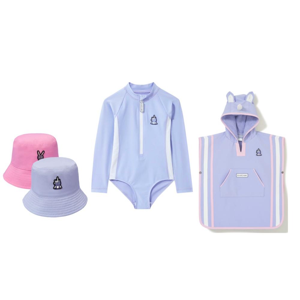 رورسوم - طقم من 3 قطع - مجموعة ملابس سباحة سباركل ذا يونيكورن للبنات - ليلكي