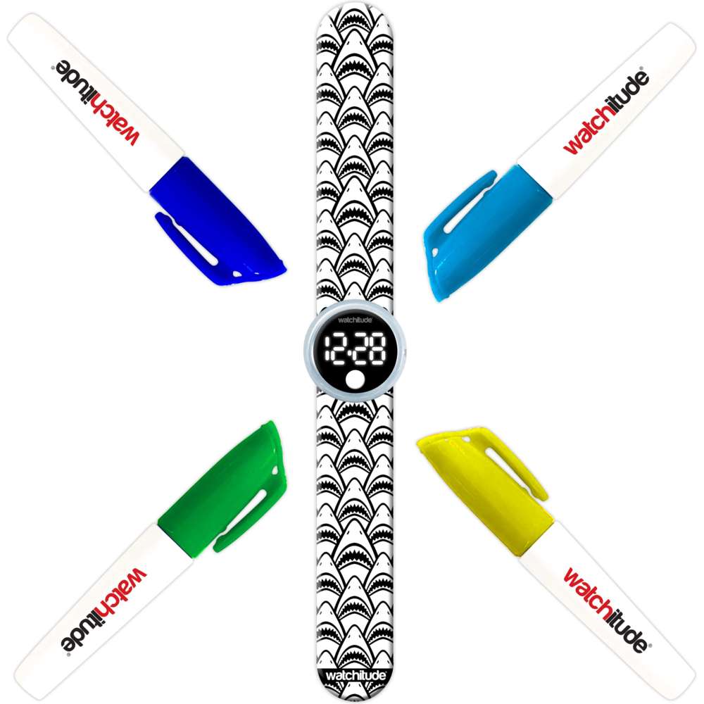 Watchitude Kids Color Me Digital Slap Watch - Shark Frenzy