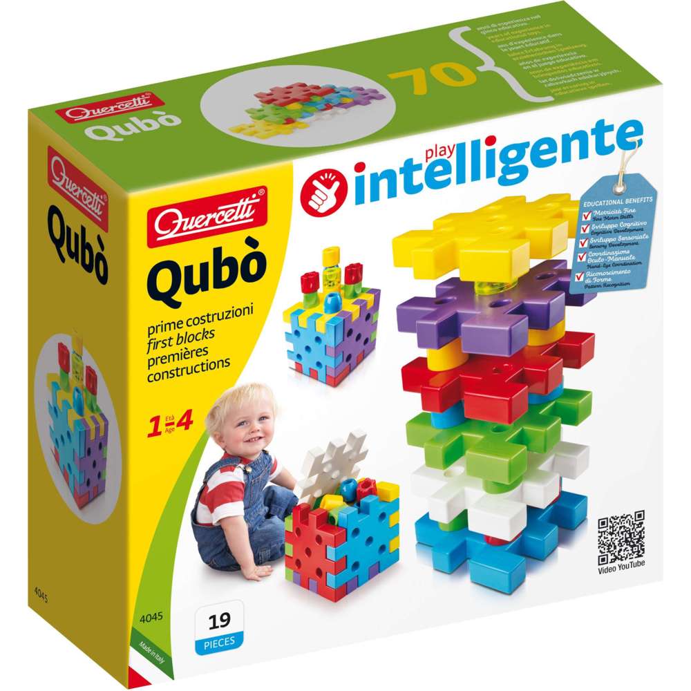 Quercetti Qubo Intelligent Play Building Blocks - 19 Pc Set