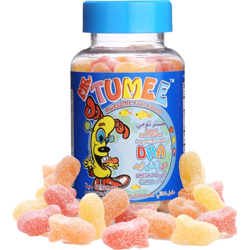 زانون - مستر تومي علكات DHA وأوميجا 3 - نكهة الفواكه - 60 قطعة
