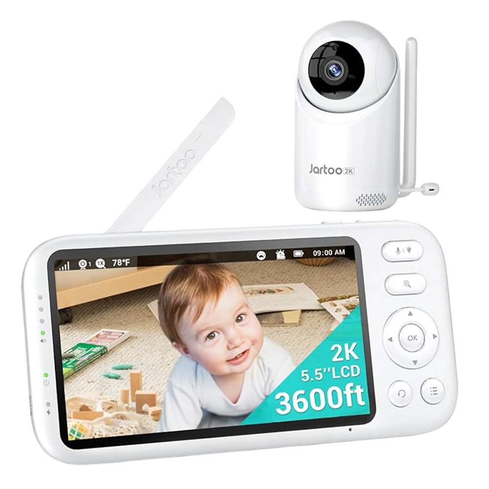 جارتو - جهاز مراقبة الأطفال بالفيديو بدقة 2K مع كاميرا وصوت