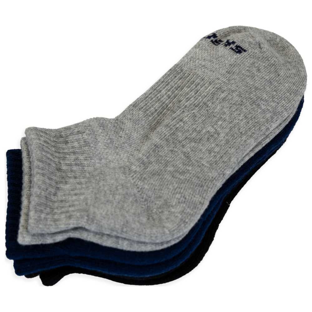 سكيتشرز – جوارب بطول ربع الساق مبطنة للجنسين – أسود/أزرق/رمادي – عدد 3